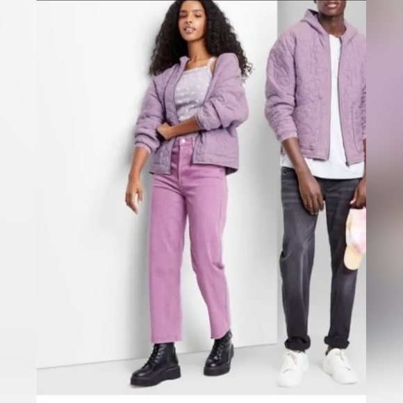 wild fable Jackets & Blazers - Size Large | Purple Wild Fable Quilted Unisex Jacket w/ zip-up pockets & hood